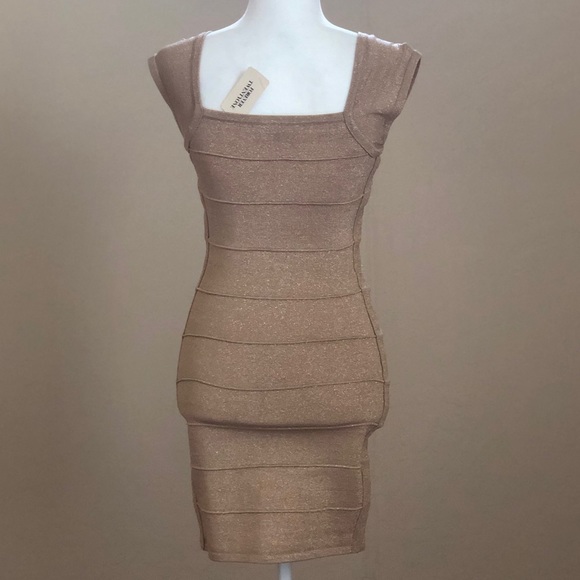 Nude/Gold Cocktail Dress - Picture 3 of 4